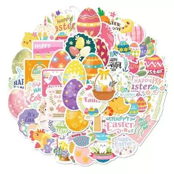 50 шт./компл. пасхальные наклейки с героями мультфильмов «сделай сам», водонепроницаемые самоклеящиеся, отличная липкость, противоскользящие, съемные, гитарный дневник, скрапбук, ноутбук, скейтборд, наклейки 50pcs