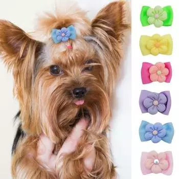 50 шт./компл. повязка на голову для домашних животных, мягкая универсальная милая веревка для волос с бантом для домашних собак