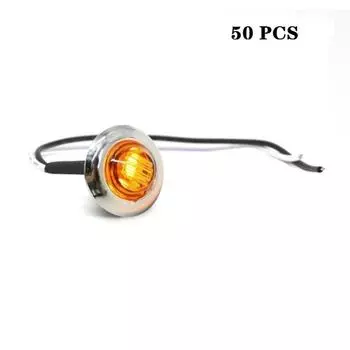 50 шт./компл. янтарная лампа 12 В с гальванической рамой из нержавеющей стали, 3 светодиода, 3/4 дюйма, боковой фонарь для грузовика