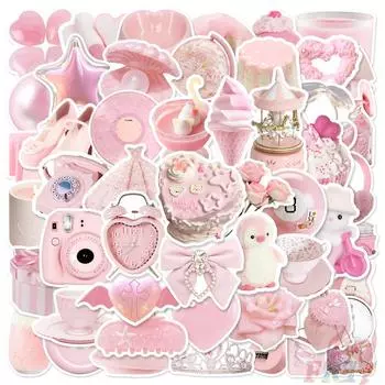 50 шт./компл. розовые балетки для девочек, стили серии 04, водонепроницаемые наклейки «сделай сам», модные каракули, наклейки