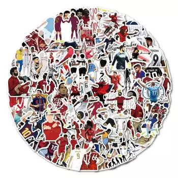 50 шт./компл., самоклеящиеся водонепроницаемые футбольные наклейки с различными узорами, футбольные звезды, наклейки для багажа, вечерние сувениры B