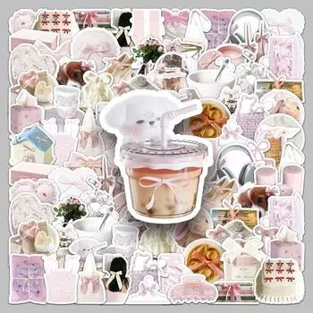50 шт./компл. Сладкий розовый цвет серии скрапбукинг журнал наклейка милый бант лента десерт торт канцелярские наклейки DIY Декор наклейка