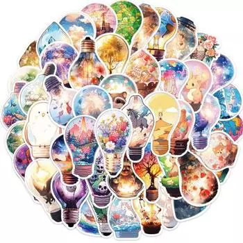 50 шт./компл., стикер с лампочкой «Мир», неповторяющийся самоклеящийся водонепроницаемый чехол для телефона из ПВХ, чехол для телефона, скейтборда, ноутбука, наклейка для скрапбукинга, принадлежности для самостоятельного изготовления