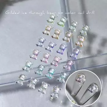 50 шт./компл. стразы для ногтей в форме медведя яркие изысканные милые 3D художественные украшения