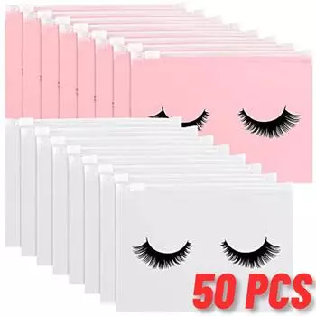 50 шт./компл. сумка для ухода за ресницами, многоразовые пластиковые косметички, туалетная дорожная сумка для хранения, косметичка из ЭВА, косметическая сумка с застежкой-молнией S-15x10cm