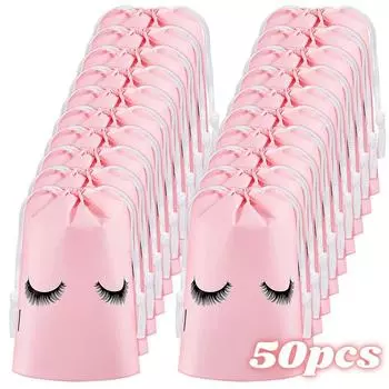 50 шт./компл. сумка для ухода за ресницами, многоразовые пластиковые косметички, туалетная дорожная сумка для хранения, косметичка из ЭВА, косметическая сумка со шнурком S-10x15cm