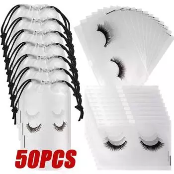 50 шт./компл. сумка для ухода за ресницами, пластиковые косметички, туалетная дорожная сумка для хранения, сумка-мешок с завязкой EVA, косметический чехол с застежкой-молнией S-15x10cm