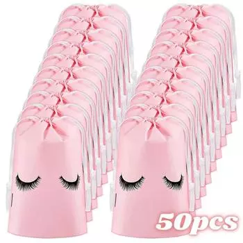 50 шт./компл. сумка для ухода за ресницами, многоразовые пластиковые косметички, туалетная дорожная сумка для хранения, косметичка EVA, косметическая сумка со шнурком S-10x15cm