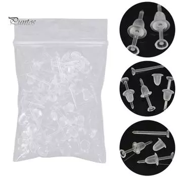 50 шт./компл. унисекс, прозрачные пластиковые серьги, шпильки для ушей, аксессуары для ювелирных изделий «сделай сам» one size