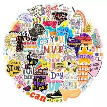 50 шт./компл. Водонепроницаемые самоклеящиеся наклейки с граффити, не выцветающие, с несколькими узорами, сделай сам, мультяшные вдохновляющие фразы на английском языке, наклейка для бытовой техники