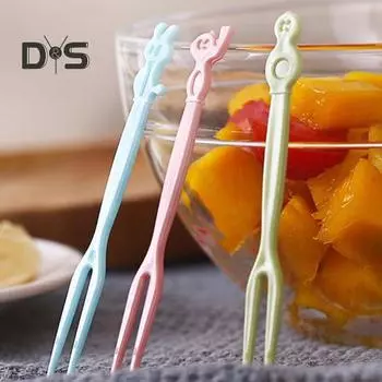 50 шт./компл. вилка для торта небольшого размера, удобная ручка, прочная, милая, утолщенная палочка для бенто зелёный