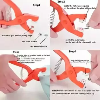 50 шт./комплект металлических кнопок с ручными плоскогубцами и 50 кнопками и 1 прозрачной коробкой для самостоятельного изготовления одежды, шапок, подарков, сумок и т. д.