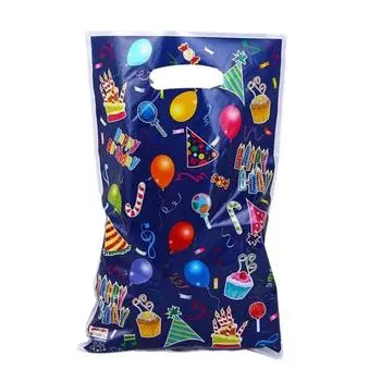 50 шт. Конфетные подарочные пакеты с ручкой, большой вместимости, ярких цветов, с мультяшными узорами, подарочные пакеты для игрушек на день рождения синий