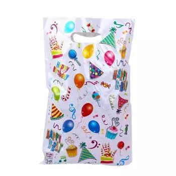 50 шт. Конфетные подарочные пакеты с ручкой, большой вместимости, ярких цветов, с мультяшными узорами, подарочные пакеты для игрушек на день рождения белый