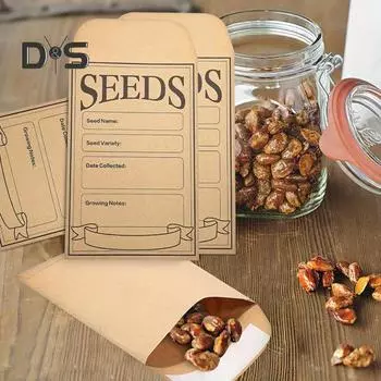50 шт., конверт для хранения семян, крафт-бумага, прозрачное окно, цветы, овощи, специи, семена, самоклеящиеся пакеты, товары для домашнего сада жёлтый