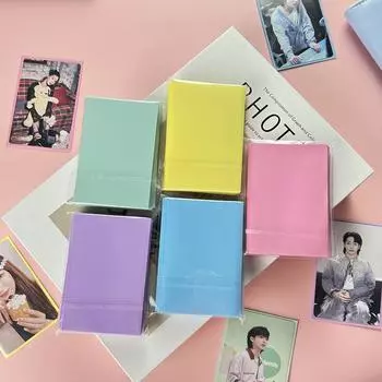 50 шт. конвертов для корейских фотокарточек 61x91 мм, прозрачная бескислотная обложка для карт CPP, 3-дюймовая голографическая защитная пленка для фотокарточек, переплет для альбома жёлтый