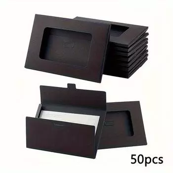 50 шт. конвертов с окошком из крафт-бумаги, легко складывающийся дизайн, идеально подходящий для подарочных карт, приглашений, свадебных деловых и поздравительных открыток чёрный