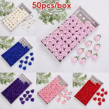 50 шт./кор., искусственное мыло с розой, цветы, голова, свадьба, День святого Валентина, букет, мыло, товары для дома красный