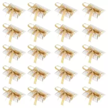 50 шт. коробка для конфет в форме подушки контейнер для хранения подарочные коробки бумажный чехол индивидуальный золотистый