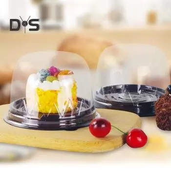 50 шт. коробка для лунного кекса, круглая, сделай сам, прозрачный глубокий купольный контейнер для кексов, кухонные аксессуары чёрный