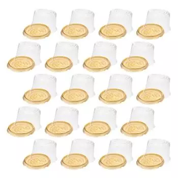 50 шт. Коробка для торта, держатель для кексов, контейнеры, прозрачные коробки, ломтики с крышками, упаковка, круглый пластиковый детский сундук с сокровищами золотистый