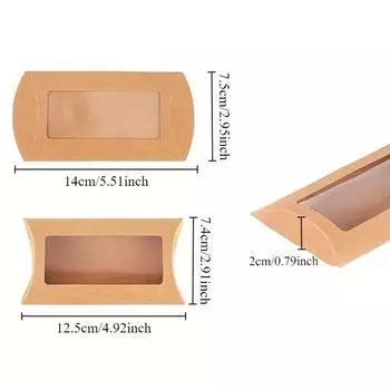 50 шт. коробка конфет в форме подушки с окном свадебная рождественская крафт-бумага подарочная упаковка для печенья коробки принадлежности для дня рождения 50PCS белый