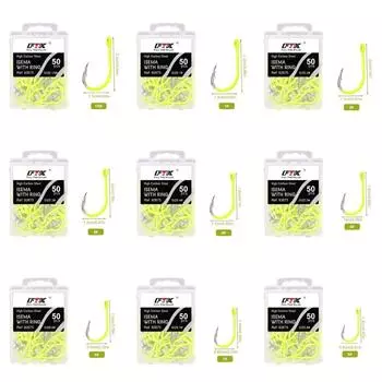 50 шт./коробка с зазубринами рыболовные крючки из высокоуглеродистой стали флуоресцентный крючок для рыбалки Snapper 7
