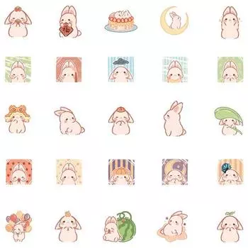 50 шт. Красивые антивыцветающие легко наклеиваемые наклейки с рисунком кролика-морковки, дневник, блокнот, детский подарок