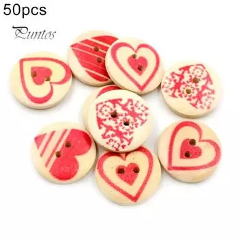 50 шт., красная любовь в форме сердца, сделай сам, сумка для одежды, альбом для вырезок, декоративные деревянные пуговицы