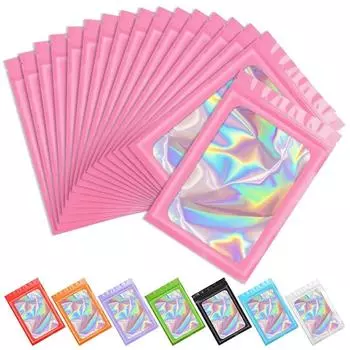50 шт. красочные голографические сумки, устойчивый к запаху чехол из фольги для хранения ювелирных изделий, продуктов питания, органайзер для малого бизнеса, упаковочные принадлежности