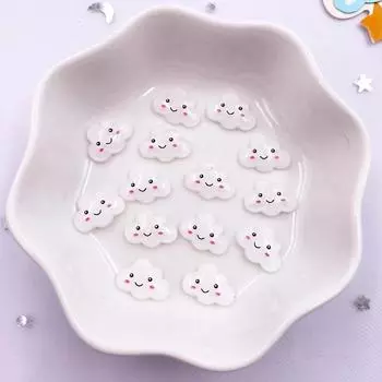 50 шт. красочных смоляных кавайных мини-раскрашенных мультяшных улыбок и облаков для дизайна ногтей с плоской задней частью, стразы для скрапбукинга, аксессуары для самостоятельного декора