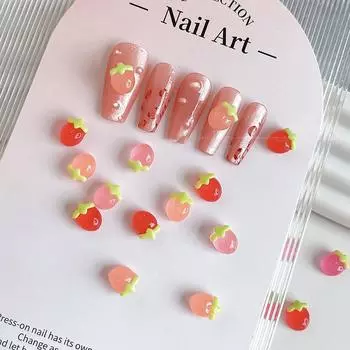 50 шт. креативные Kawaii желейные подвески для ногтей с клубникой и вишней, прозрачные разноцветные украшения из смолы для ногтей с клубникой, сделай сам A1
