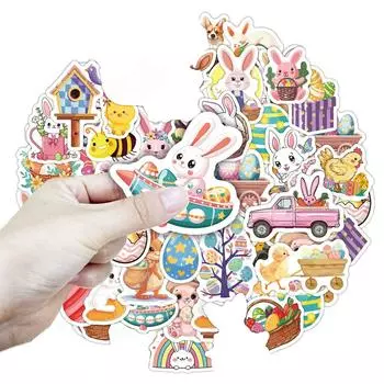 50 шт. Креативные милые пасхальные кролики водонепроницаемые наклейки из ПВХ для стаканов с водой, багажа, ноутбуков, скутеров, мотоциклов One Size