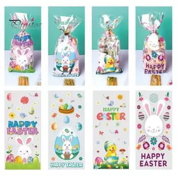 50 шт., креативные пакеты для печенья большой емкости «сделай сам», пасхальные подарки, сумки для сладостей, сувениры для вечеринок