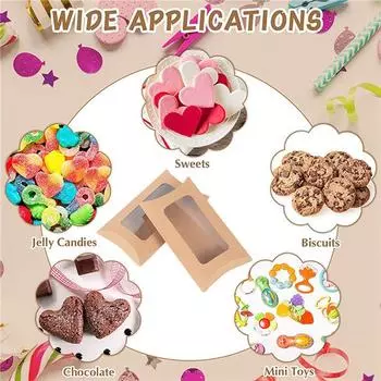 50 шт., креативные свадебные конфеты, крафт-бумага, подушка, печенье, конфеты с окном, подарочная коробка жёлтый