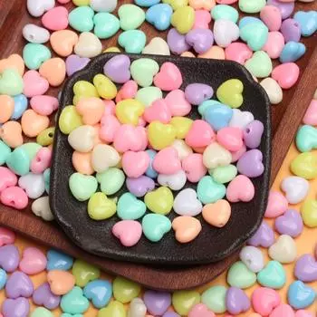 50 шт., кремовый цвет, маленькие бусины в форме любви, модный браслет, ожерелье, ювелирные аксессуары, материалы ручной работы «сделай сам» разноцветный