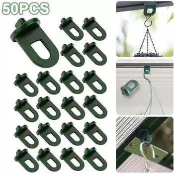 50 шт., крепёж-зажим для теплицы, прочная пластиковая направляющая-пряжка, универсальные аксессуары для поддержки, вешалка для горшечных растений, крепежная пряжка зелёный