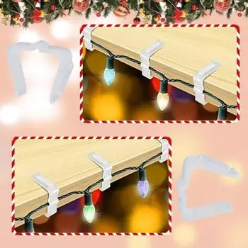 50 шт., крючки для вешалок для рождественских светильников, зажимы для уличных праздничных светильников для ограждения желоба на крыше белый