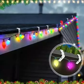 50 шт., крючки для вешалок для рождественских светильников, простые в установке, зажимы для наружного праздничного освещения, зажимы для желоба на крыше, забор белый