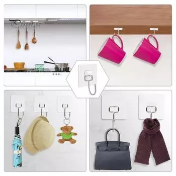 50 шт. крючков без пробивки самоклеящиеся противоскользящие отличная липкость бесследное удаление легко устанавливается на плитку стекло дерево водонепроницаемый ванная кухня стена 50pcs