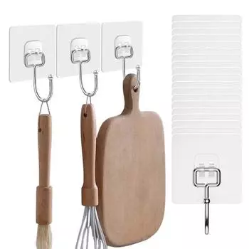 50 шт. крючков без пробивки, самоклеящиеся, противоскользящие, отличная липкость, бесследное удаление, простая установка на плитку, стекло, дерево, водонепроницаемые кухонные настенные крючки 50pcs