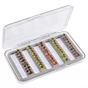 50 шт. крючок для мух из АБС-пластика с искусственными колючками и разноцветными мухами B