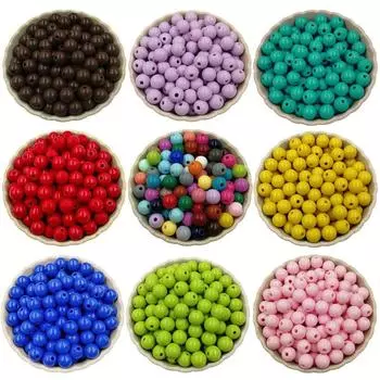 50 шт. круглые свободные бусины непрозрачные сплошного цвета для изготовления украшений своими руками разноцветные бусины 10 мм 10mm 50Pcs