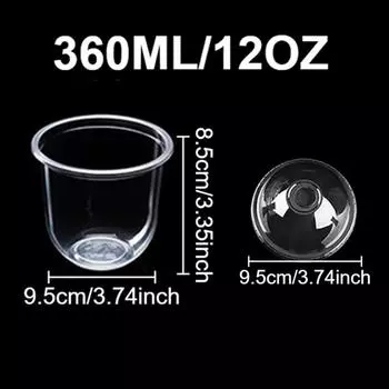 50 шт. Крышки для молочных чашек, прозрачные стаканчики для мороженого, 2025 стаканчиков для десерта 360ML