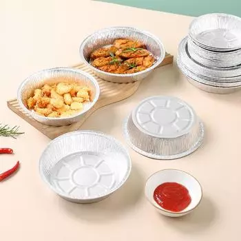 50 шт. кухонный удобный противень для барбекю круглые фольгированные противни одноразовые инструменты для выпечки алюминиевая фольга форма для выпечки 50pcs