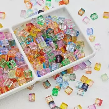 50 шт. квадратные бусины-разделители, блестящие аксессуары для рукоделия, новые хрустальные бусины-кубы для дома