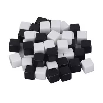 50 шт. квадратных гладких игральных костей, маленьких, стираемых, для настольных игр, для цифрового обучения, получерных