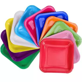 50 шт. квадратных неоновых бумажных тарелок для детских поделок, интересные материалы для детского творчества