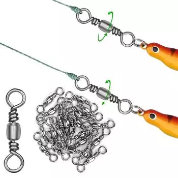 50 шт., латунный ствол из углеродистой стали, рыболовные вертлюги, сплошное кольцо, разъем для лески, вертлюги, инструмент для рыболовных снастей 50pcs