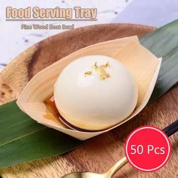 50 шт. Лодка сосновая еда кейтеринг деревянная миска торт инструмент сервировочный поднос S